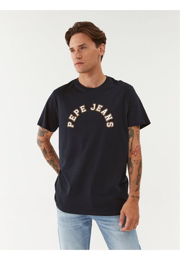 Pepe Jeans T-Shirt Westend Tee PM509124 Granatowy Regular Fit. Kolor: niebieski. Materiał: bawełna