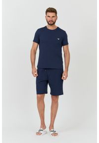 Emporio Armani - EMPORIO ARMANI Granatowy męski t-shirt bande logo, Rozmiar XL. Kolor: niebieski #2
