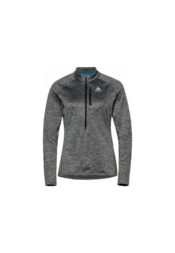 Bluza tech. damska Odlo Mid layer 1/2 zip TENCIA. Kolor: szary, wielokolorowy, czarny. Sezon: zima. Sport: narciarstwo
