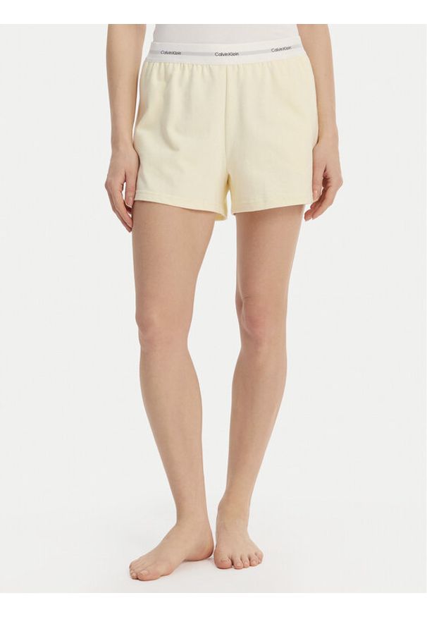 Calvin Klein Underwear Szorty piżamowe LV00QS7517 Żółty Regular Fit. Kolor: żółty. Materiał: bawełna