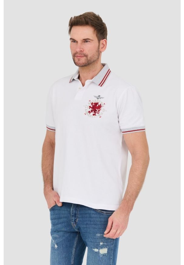 Aeronautica Militare - AERONAUTICA MILITARE Biała męska koszulka Polo M.C., Rozmiar XL. Typ kołnierza: polo. Kolor: biały