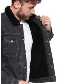 Wrangler - KURTKA ZIMOWA WRANGLER SHERPA JACKET MIDNIGHT STONE W423RJ19X. Materiał: materiał, jeans. Sezon: zima #5