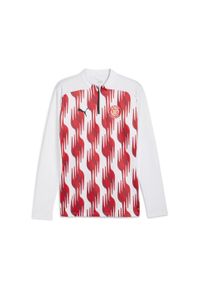 Puma - Męska bluza przedmeczowa z zamkiem 1/4 Girona FC PUMA White Red. Kolor: biały, czerwony, wielokolorowy