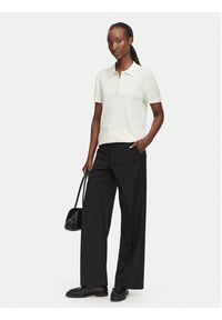 Calvin Klein Polo LV044G311G Kremowy Slim Fit. Typ kołnierza: polo. Kolor: kremowy. Materiał: wiskoza #3