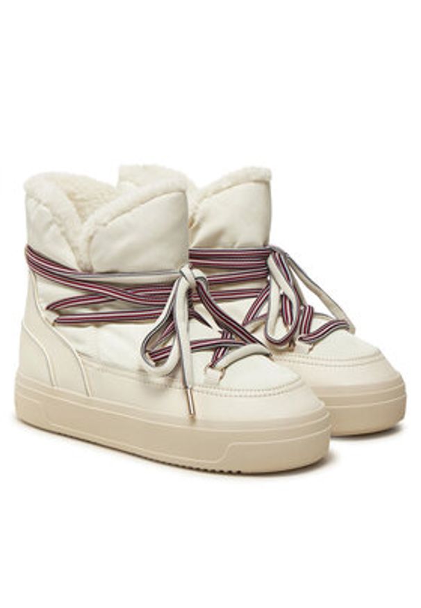 TOMMY HILFIGER - Tommy Hilfiger Śniegowce Snowboot Monogram Faux Fur FW0FW08389 Beżowy. Kolor: beżowy. Materiał: materiał