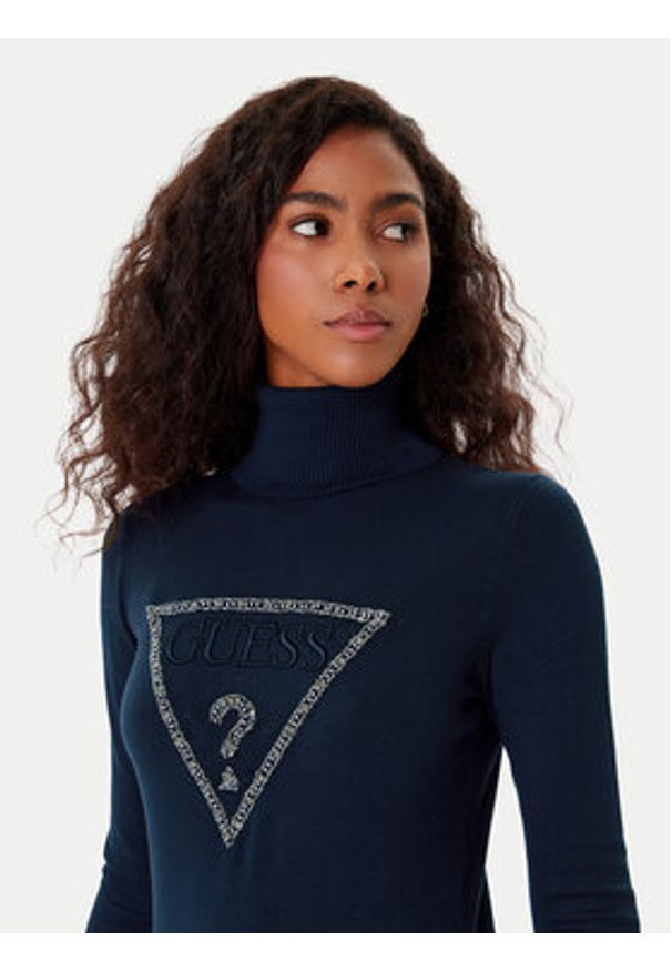 Guess Golf W5BR39 Z2NQ2 Granatowy Regular Fit. Typ kołnierza: golf. Kolor: niebieski. Materiał: wiskoza
