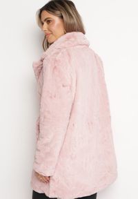 Born2be - Różowy Futrzany Płaszcz Jednorzędowy Salida. Kolor: różowy. Materiał: futro #3