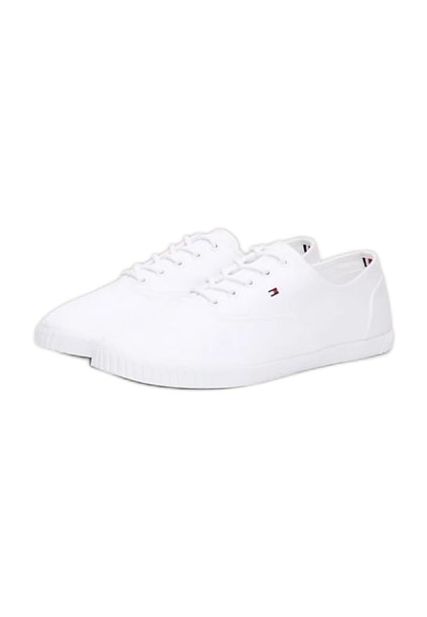 TOMMY HILFIGER - Buty Tommy Hilfiger Canvas Lace Up Sneaker W FW0FW07805YBS białe. Okazja: na co dzień. Kolor: biały. Materiał: guma, materiał. Szerokość cholewki: normalna