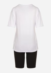 Born2be - Czarno-Biały Komplet z T-shirtem i Szortami Typu Kolarki Tiimavee. Kolor: czarny. Materiał: dzianina