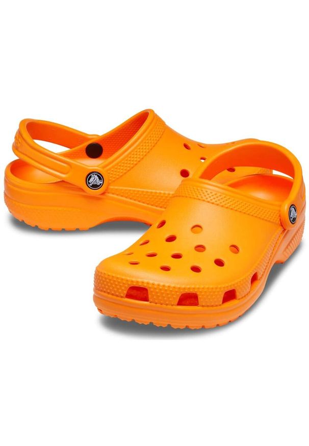 Klapki dla dorosłych Crocs Classic. Okazja: na plażę, na co dzień. Kolor: pomarańczowy, wielokolorowy, żółty. Materiał: syntetyk, materiał. Sezon: lato. Styl: sportowy, casual, elegancki