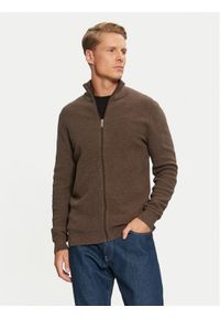 Selected Homme Sweter 16095980 Brązowy Regular Fit. Kolor: brązowy. Materiał: bawełna