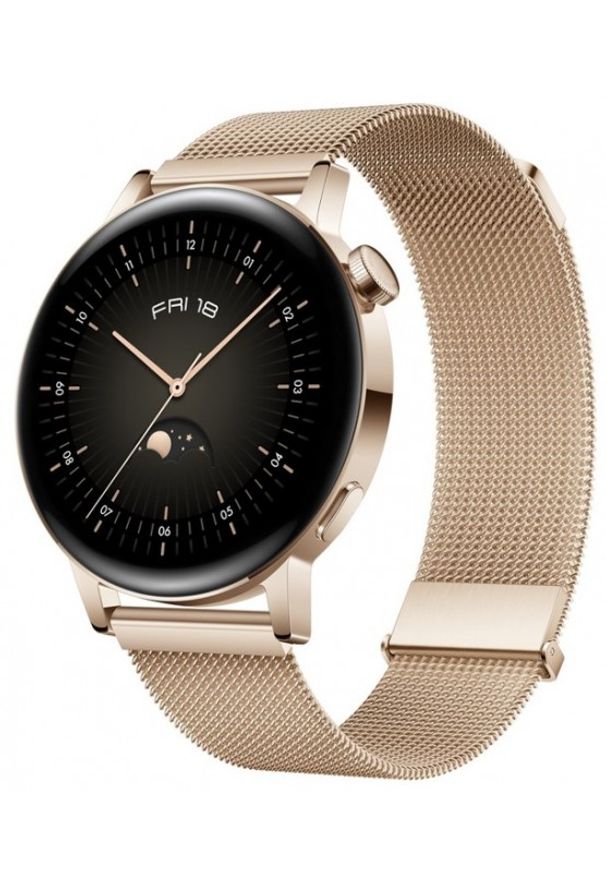 HUAWEI - Smartwatch Huawei Watch GT 3 42mm Elegant. Rodzaj zegarka: smartwatch. Materiał: skóra. Styl: sportowy, klasyczny