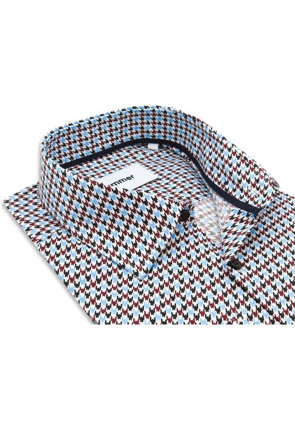 Mmer / Villaro - Koszule męskie - Koszula męska we wzór - kolorowa pepitka F008. Materiał: bawełna, elastan, tkanina. Długość: długie. Wzór: kolorowy