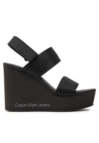 Calvin Klein Jeans Sandały Wedge Sandal Webbing In Mtl YW0YW01479 Czarny. Kolor: czarny #1