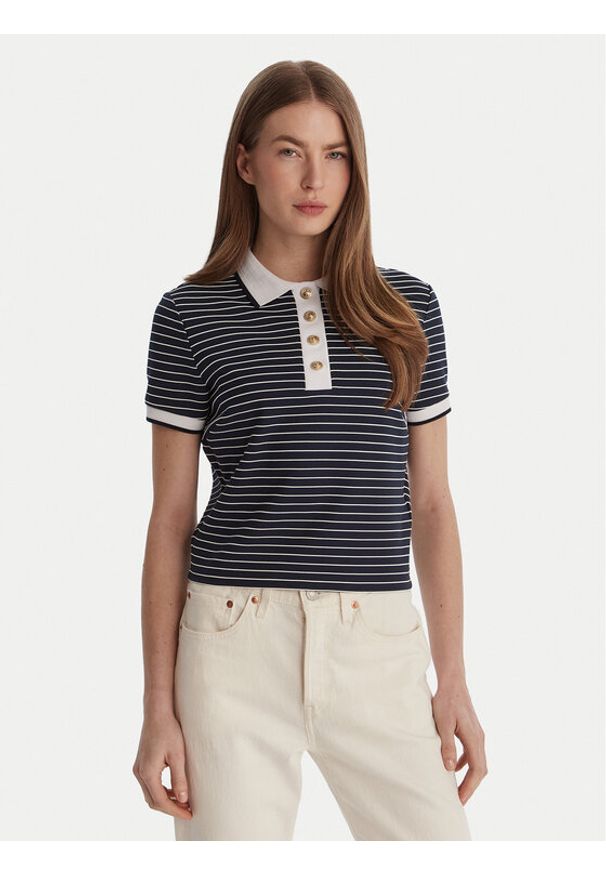 Guess Polo W6GP17 K2946 Granatowy Regular Fit. Typ kołnierza: polo. Kolor: niebieski. Materiał: wiskoza