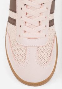 Renee - Różowe Sneakersy w Stylu Klasycznych Tenisówek z Cholewką z Plecionką Doriarissa. Nosek buta: okrągły. Zapięcie: sznurówki. Kolor: różowy. Materiał: skóra, materiał. Szerokość cholewki: normalna. Obcas: na obcasie. Wysokość obcasa: niski #4