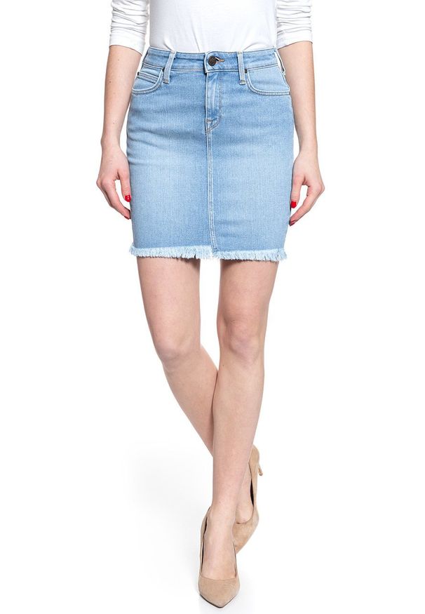 Lee - SPÓDNICA JEANSOWA LEE MID SKIRT FLIGHT L38JROKR 112108239. Materiał: jeans. Wzór: gładki, aplikacja, kolorowy. Sezon: jesień, lato, zima. Styl: elegancki