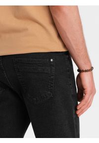 Ombre Clothing - Szorty jeansowe męskie z podwiniętymi nogawkami – czarne V4. Okazja: na co dzień. Kolor: czarny. Materiał: jeans. Długość: krótkie. Wzór: aplikacja, ze splotem. Sezon: lato. Styl: casual, elegancki #7