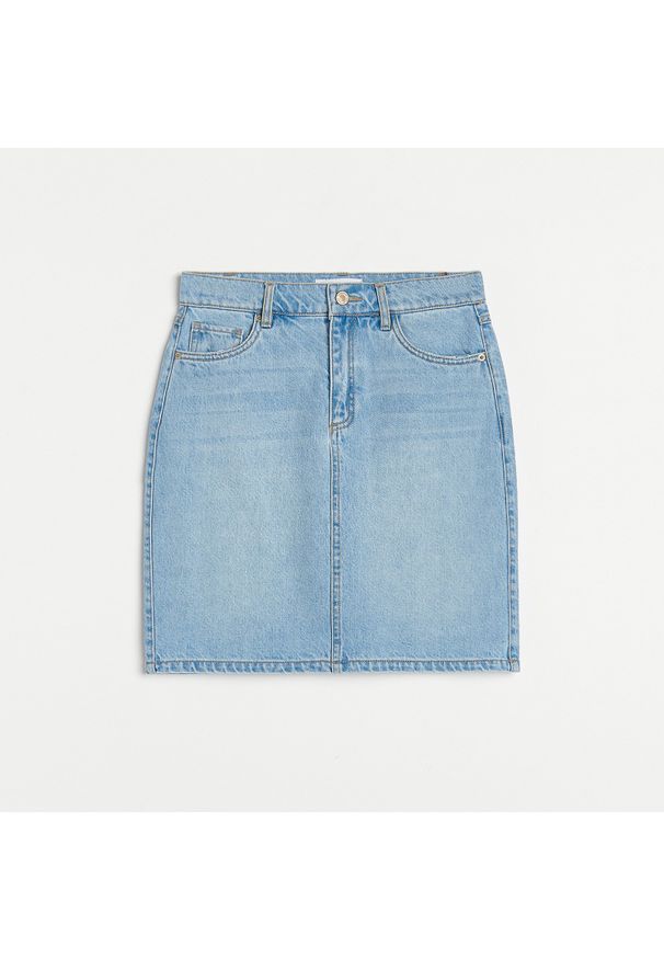 Reserved - Jeansowa spódnica mini - Niebieski. Kolor: niebieski. Materiał: jeans