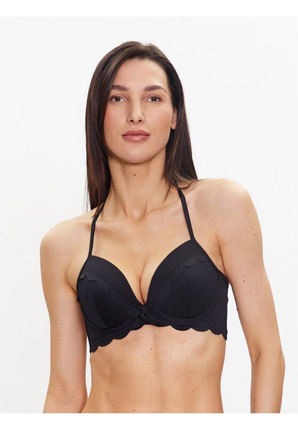 Hunkemöller Góra od bikini Scallop 191272 Czarny. Kolor: czarny. Materiał: syntetyk