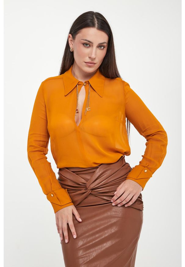 Elisabetta Franchi - Koszula damska z łańcuszkami ELISABETTA FRANCHI