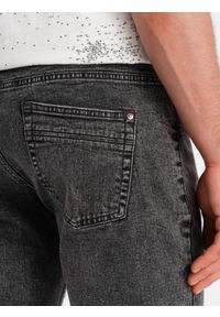 Ombre Clothing - Męskie jeansowe szorty z podwiniętymi nogawkami – szare V3. Okazja: na co dzień. Kolor: szary. Materiał: jeans. Długość: krótkie. Wzór: aplikacja, ze splotem. Sezon: lato. Styl: casual, elegancki #7