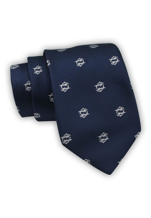 Krawat Alties (7 cm) - Znaki Zodiaku: RYBY. Kolor: niebieski. Materiał: tkanina. Styl: elegancki, wizytowy