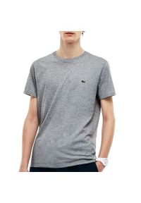 Koszulka męska Lacoste Crew Neck Pima Cotton Jersey TH6709-CCA - szara. Kolor: szary. Materiał: jersey. Długość rękawa: krótki rękaw. Długość: krótkie. Wzór: aplikacja #1