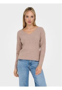 only - ONLY Sweter 15297168 Brązowy Regular Fit. Kolor: brązowy. Materiał: syntetyk