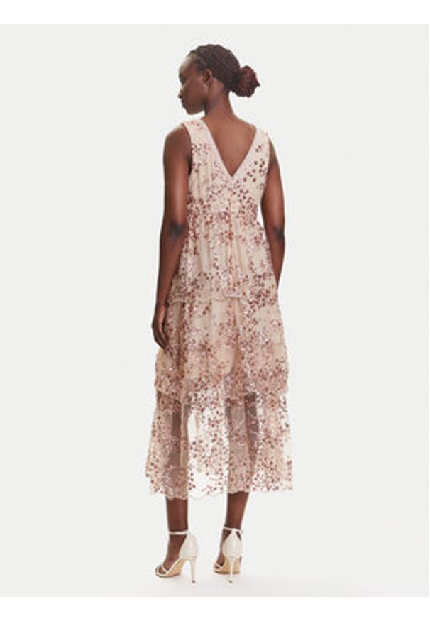 Dixie Sukienka koktajlowa Dixie5 A606W024A Beżowy Regular Fit. Kolor: beżowy. Materiał: syntetyk. Styl: wizytowy