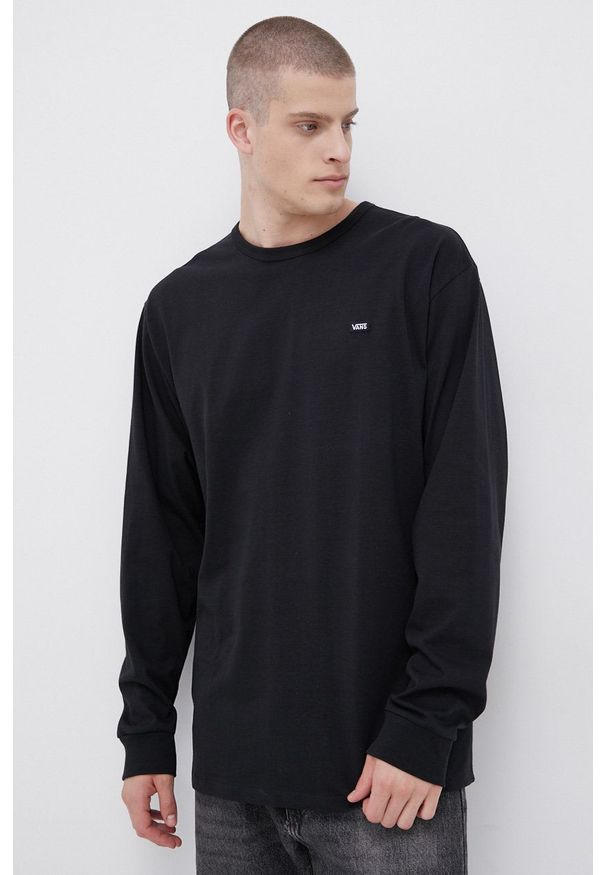 Vans - Longsleeve bawełniany. Okazja: na co dzień. Kolor: czarny. Materiał: bawełna. Długość rękawa: długi rękaw. Wzór: gładki. Styl: casual