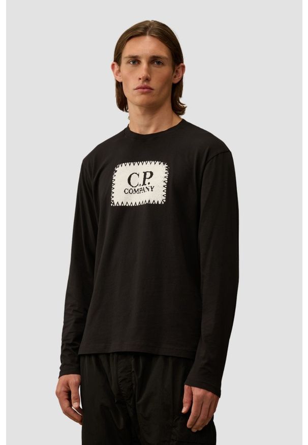 C.P. Company - C.P. COMPANY Czarny męski longsleeve, Rozmiar XL. Kolor: czarny. Materiał: bawełna. Długość rękawa: długi rękaw