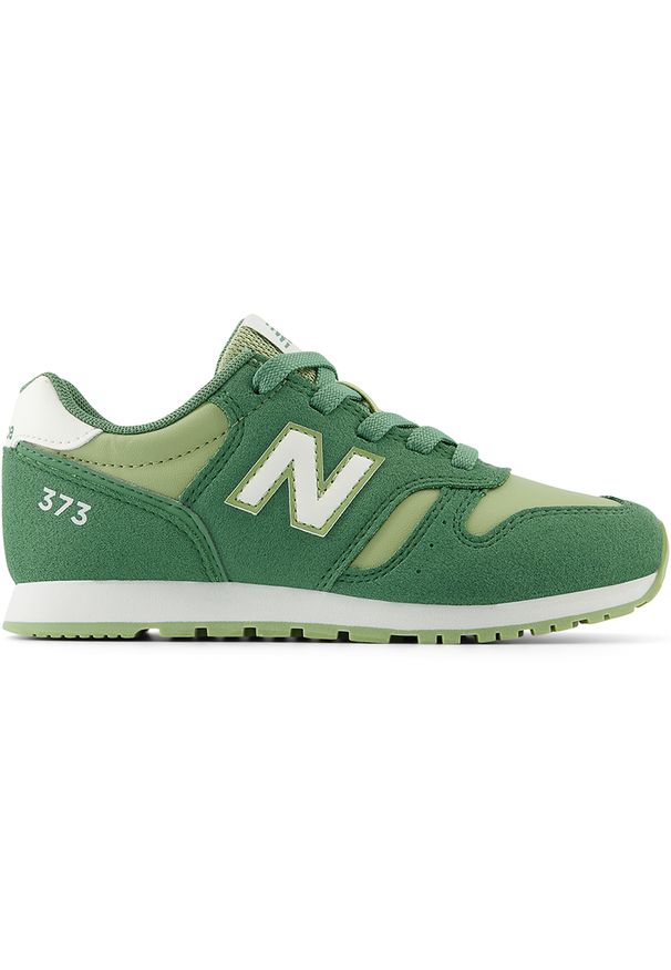 Buty dziecięce New Balance YC373VP2 – zielone. Okazja: na uczelnię. Kolor: zielony. Materiał: materiał, syntetyk, guma. Szerokość cholewki: normalna. Wzór: kolorowy. Model: New Balance 373