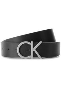 Calvin Klein Pasek Damski Ck Logo Belt 3.5 K60K602141 80 Czarny. Kolor: czarny. Materiał: skóra
