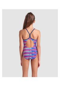 Strój Kąpielowy Dziewczęcy Arena Racing Stripe Swimsuit Light. Kolor: niebieski