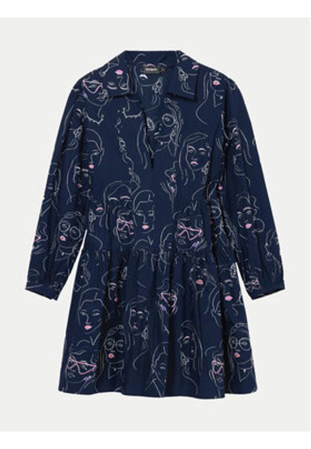 Desigual Sukienka codzienna Louisville 24WWVW66 Granatowy Loose Fit. Okazja: na co dzień. Kolor: niebieski. Materiał: bawełna. Typ sukienki: proste. Styl: casual