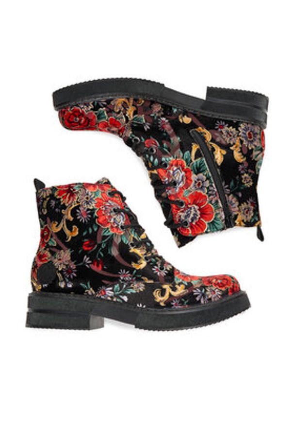 Rieker Trzewiki 72010-90 Kolorowy. Materiał: materiał. Wzór: kolorowy