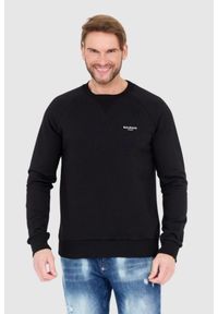 Balmain - BALMAIN Czarna bluza męska z małym aksamitnym logo. Kolor: czarny #1