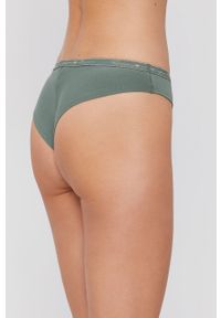Emporio Armani Underwear Stringi kolor zielony. Kolor: zielony. Materiał: materiał, dzianina. Wzór: gładki