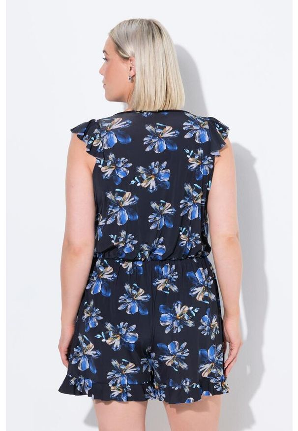 ULLA POPKEN - Damska Sukienka Kąpielowa kwiaty miękkie miseczki szorty. Kolekcja: plus size. Kolor: wielokolorowy, czarny. Materiał: poliamid, materiał, elastan. Wzór: kwiaty