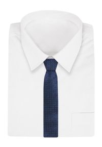Klasyczny Krawat, Granatowy w Drobny Wzór, Męski, 7cm -Angelo di Monti. Kolor: niebieski. Materiał: tkanina. Styl: klasyczny