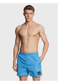 Calvin Klein Swimwear Szorty kąpielowe KM0KM00819 Niebieski Regular Fit. Kolor: niebieski. Materiał: syntetyk