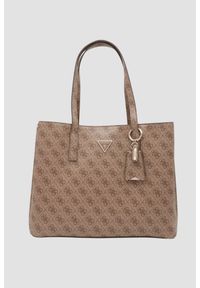 Guess - GUESS Brązowa damska shopperka Katya Multi. Kolor: brązowy. Materiał: skórzane