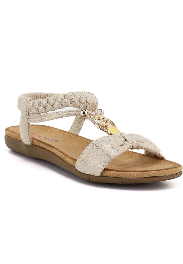 Sandały damskie wsuwane beżowe Artiker 58C0628. Zapięcie: bez zapięcia. Kolor: beżowy. Materiał: tkanina