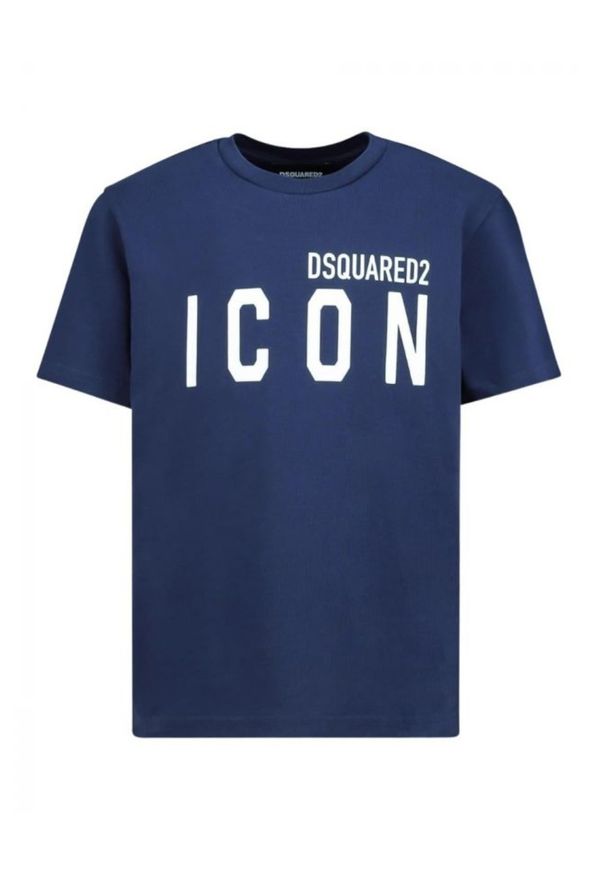 DSQUARED2 KIDS - Niebieska koszulka z logo Icon 4-16 lat. Kolor: niebieski. Materiał: bawełna. Sezon: lato. Styl: klasyczny