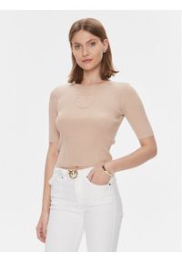 Pinko Sweter Tritone Maglia . 102017 A1KW Beżowy Slim Fit. Kolor: beżowy. Materiał: jedwab, bawełna