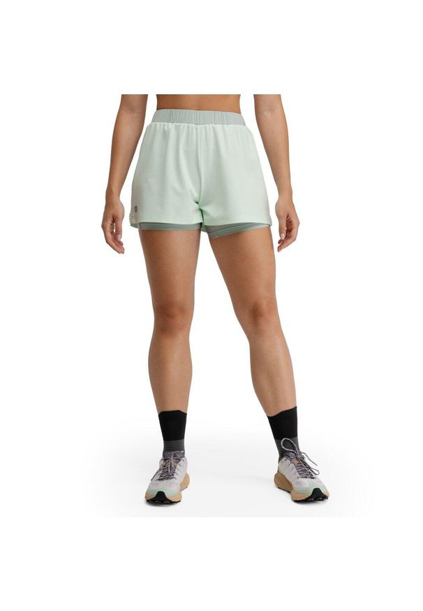 SIROKO - Damskie krótkie spodenki do biegania w terenie 2 w 1 Trekking Siroko Araroa Min. Kolor: zielony. Materiał: tkanina. Długość: krótkie. Sport: turystyka piesza