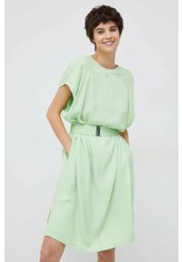 Mos Mosh sukienka kolor zielony mini oversize. Kolor: zielony. Materiał: tkanina, materiał, wiskoza. Długość rękawa: krótki rękaw. Typ sukienki: oversize. Długość: mini #5