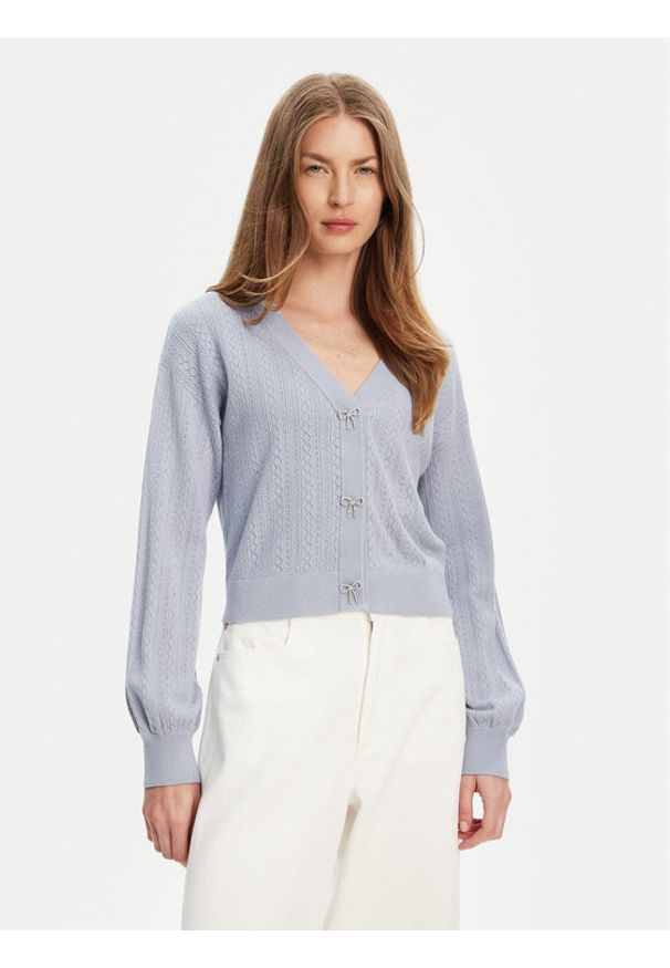 Guess Kardigan W5YR01 Z2ZK2 Niebieski Regular Fit. Kolor: niebieski. Materiał: wiskoza