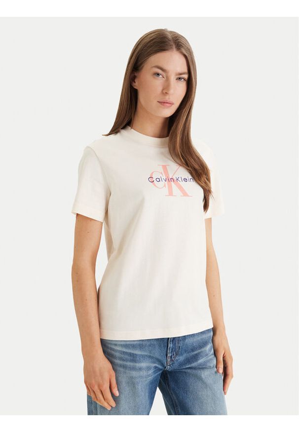 Calvin Klein Jeans T-Shirt Hero LV047B865G Żółty Classic Fit. Kolor: żółty. Materiał: bawełna
